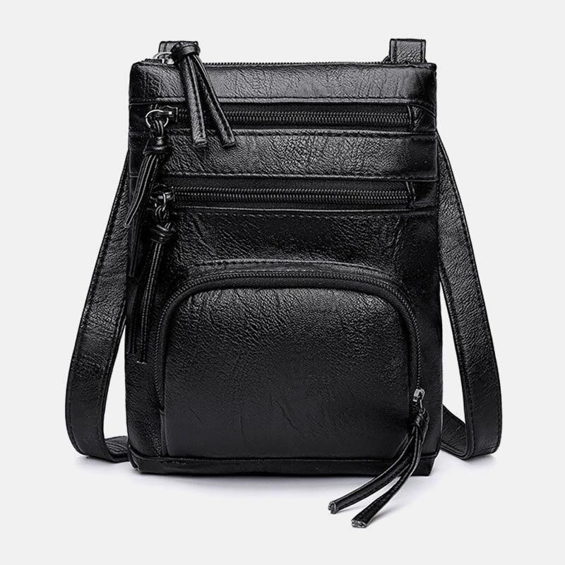 Kvinne Kunstskinn Retro Enkel Myk 6.3 Tommers Telefonveske Med Flere Lommer Skulderveske Crossbody-Veske