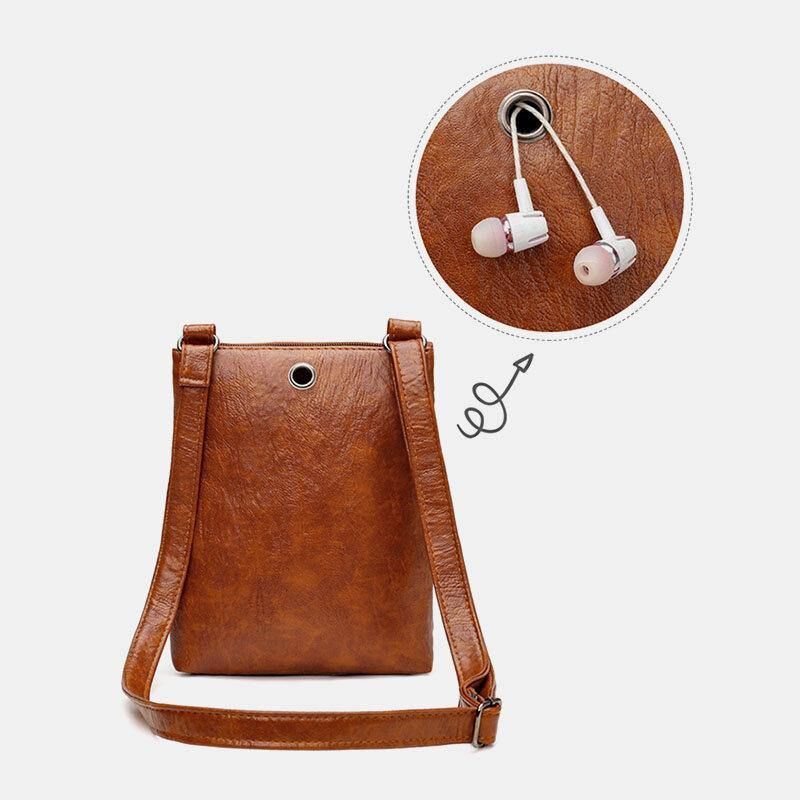 Kvinne Kunstskinn Retro Enkel Myk 6.3 Tommers Telefonveske Med Flere Lommer Skulderveske Crossbody-Veske