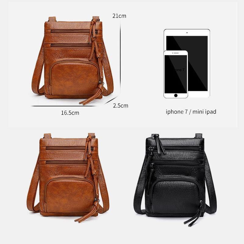 Kvinne Kunstskinn Retro Enkel Myk 6.3 Tommers Telefonveske Med Flere Lommer Skulderveske Crossbody-Veske