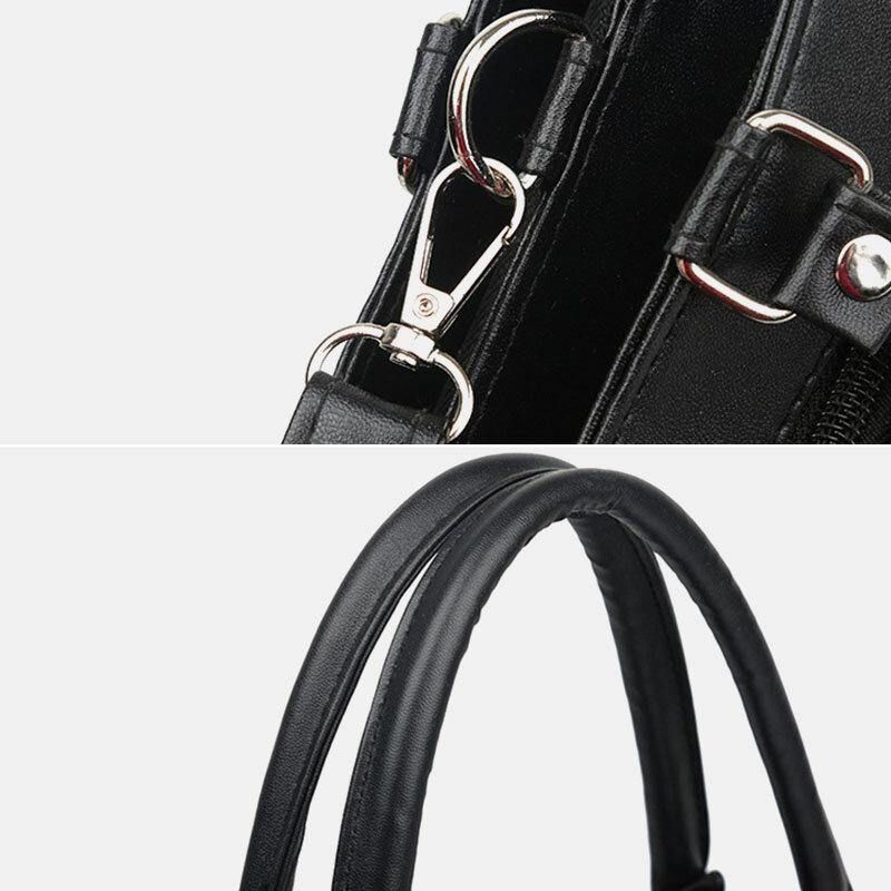 Kvinner Ekte Skinn Geometrisk Mønster Fargematchende Vintage Håndvesker Med Stor Kapasitet Skulderveske Crossbody-Vesker