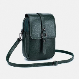 Kvinner Ekte Skinn Uformell Retro Flerlags Øretelefonhull 6.5 Tommers Telefonveske Crossbody-Veske