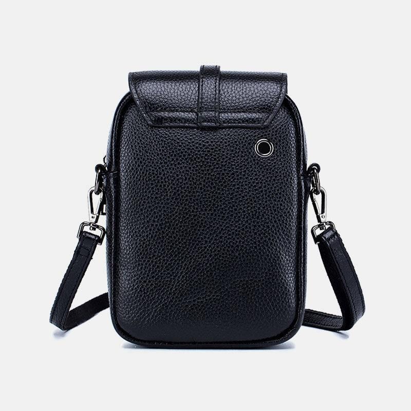 Kvinner Ekte Skinn Uformell Retro Flerlags Øretelefonhull 6.5 Tommers Telefonveske Crossbody-Veske