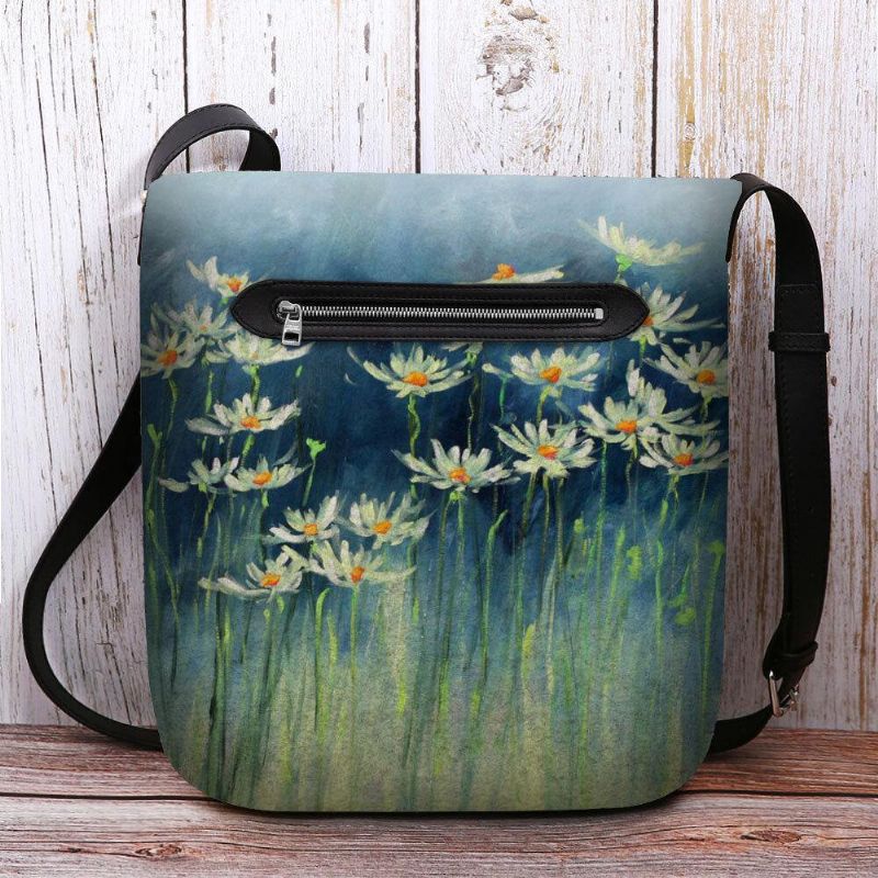 Kvinner Filt Blomster Mønster Utskrifter Crossbody Bag Skulderveske