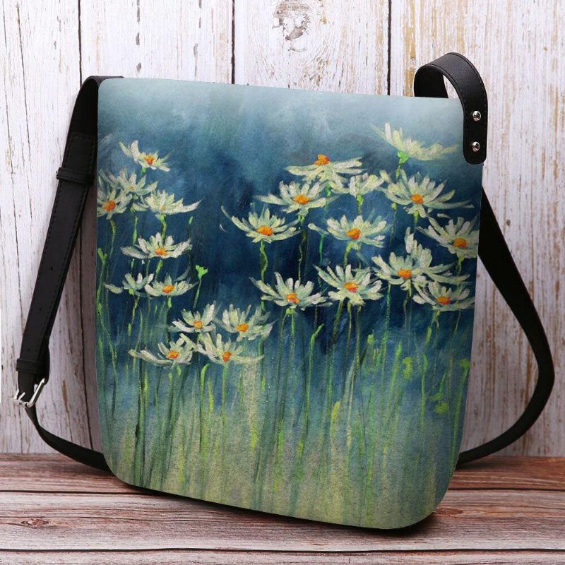 Kvinner Filt Blomster Mønster Utskrifter Crossbody Bag Skulderveske