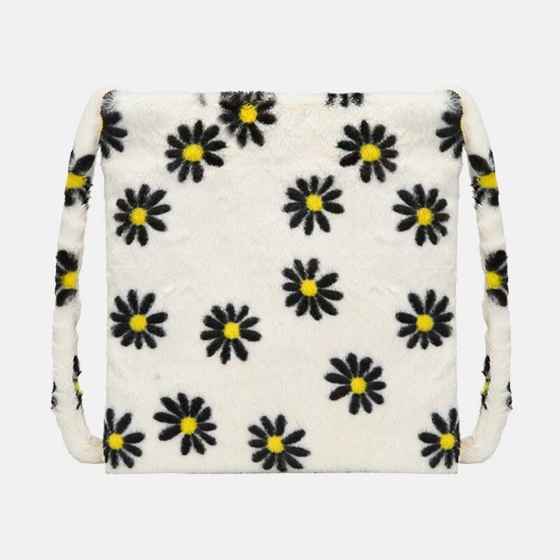 Kvinner Filt Med Stor Kapasitet Myk Søt Blomsterdyr Leopardmønster Skulderveske Håndveske Crossbody Bag