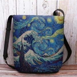 Kvinner Filt Sea Wave Stjernehimmel Mønster Oljemaleri Stil Utskrifter Crossbody Bag Skulderveske