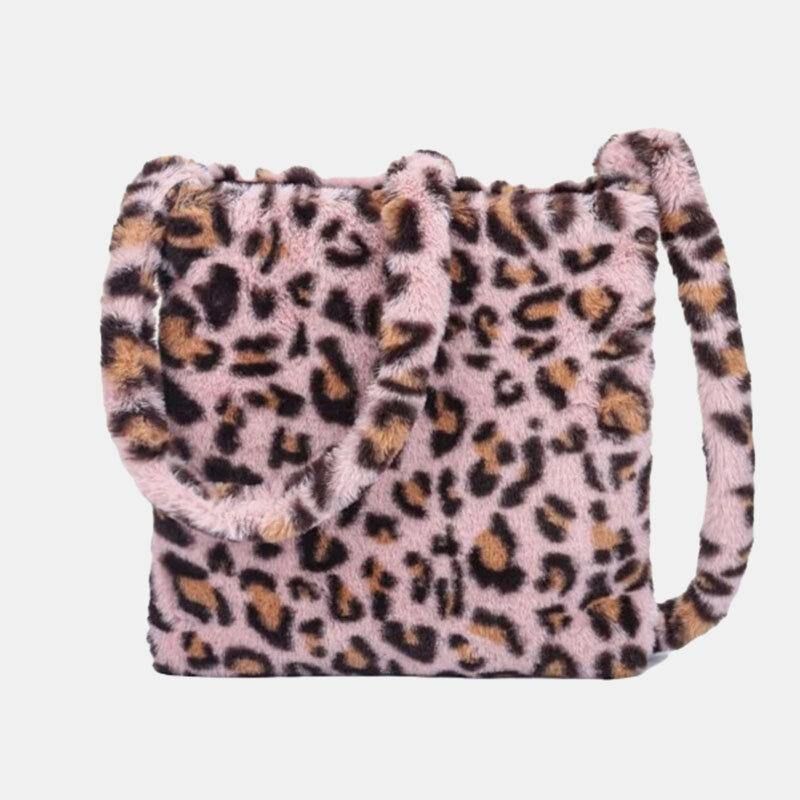 Kvinner Følte Mykt Leopardmønster Søt Uformell Personlighet Skulderveske Crossbody-Veske