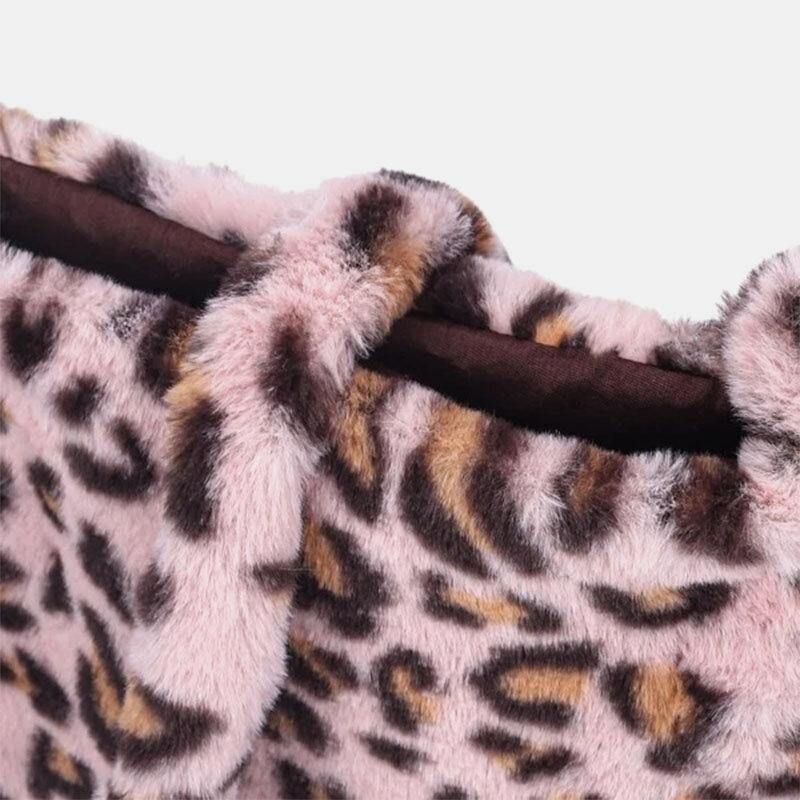 Kvinner Følte Mykt Leopardmønster Søt Uformell Personlighet Skulderveske Crossbody-Veske