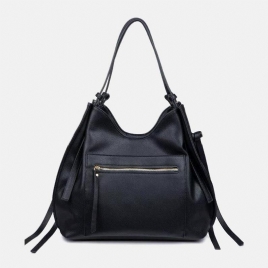 Kvinner Pu-Skinn Anti-Tyveri Skulderveske Vintage Large Capacity Crossbody Bag Handbag Tote