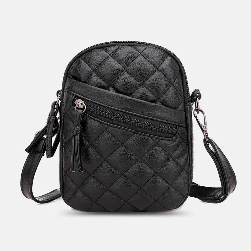 Kvinner Pu-Skinn Argyle-Mønster Øretelefonhull Uformelt 6.3 Tommers Telefonveske Crossbody-Vesker Skulderveske