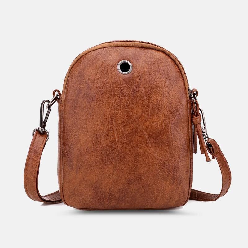 Kvinner Pu-Skinn Argyle-Mønster Øretelefonhull Uformelt 6.3 Tommers Telefonveske Crossbody-Vesker Skulderveske