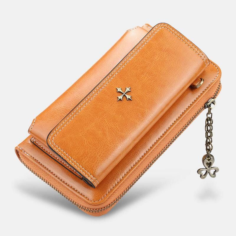 Kvinner Pu-Skinn Cross Flower Dusk Stor Kapasitet Multi-Card Slot Telefonveske Crossbody Bag Skulderveske