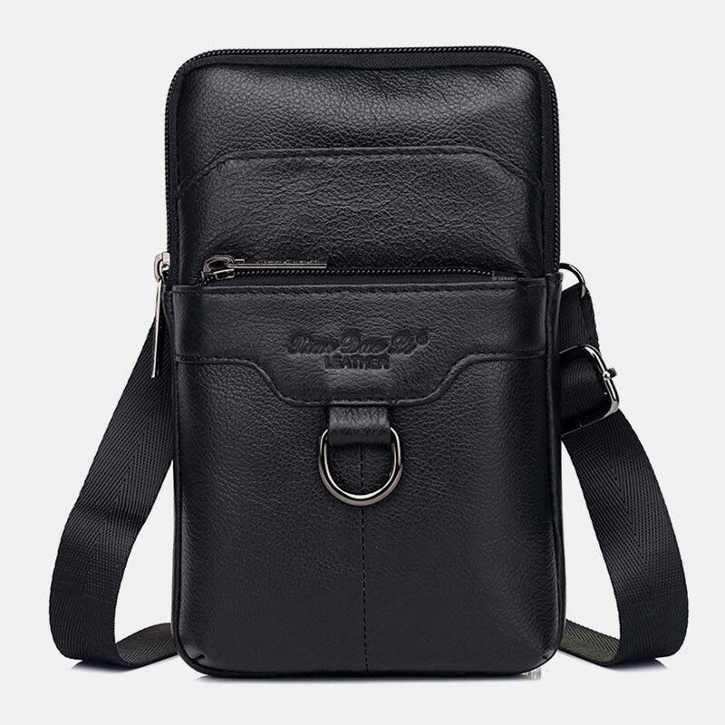 Menn Ekte Lær Kuskinn Vintage Business 6.5 Tommers Telefonveske Crossbody-Veske Midjeveske Slyngeveske