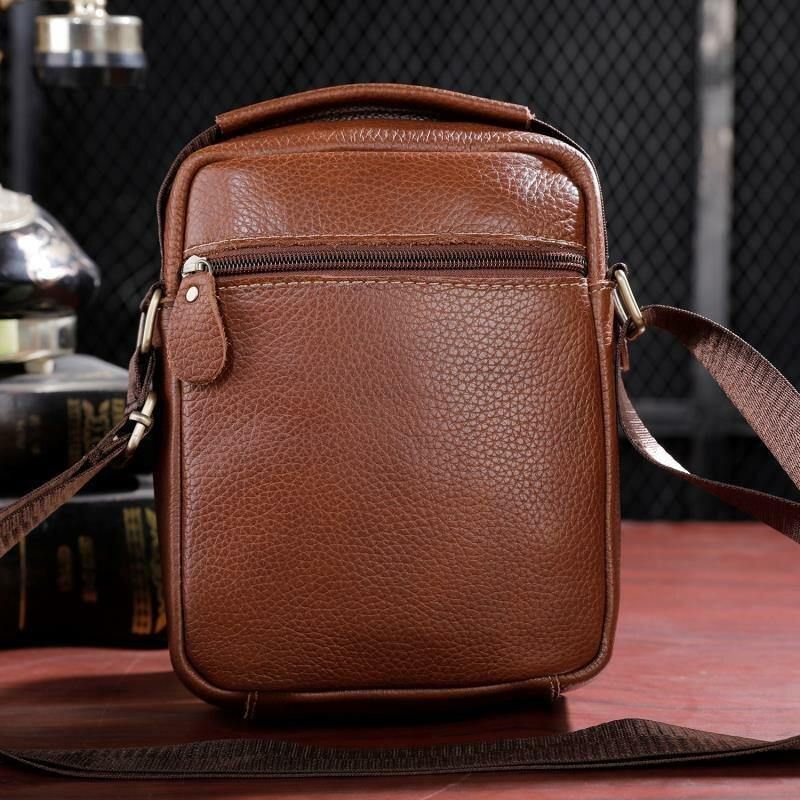 Menn Ekte Lær Multi-Lomme Vintage 6.3 Tommers Telefonveske Crossbody-Vesker Skulderveske Håndveske