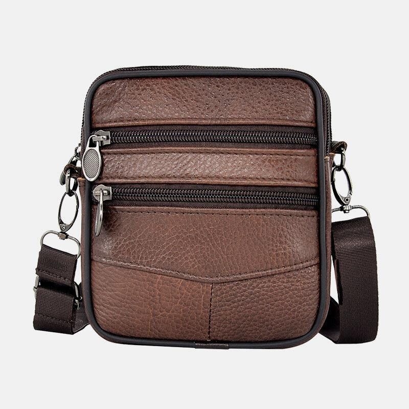 Menn Ekte Skinn Business Multi-Carry Crossbody Bag Med Stor Kapasitet
