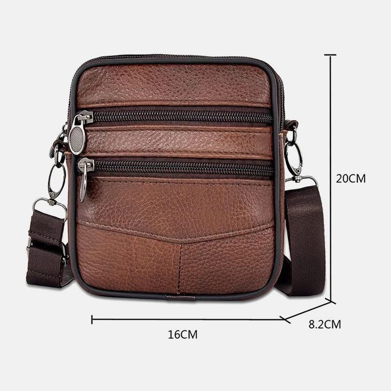 Menn Ekte Skinn Business Multi-Carry Crossbody Bag Med Stor Kapasitet