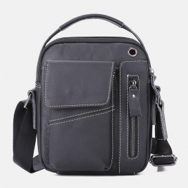 Menn Ekte Skinn Multi-Lomme Hodetelefonhull Vintage 6.5 Tommers Telefonveske Crossbody-Veske Skulderveske Messenger-Koffert