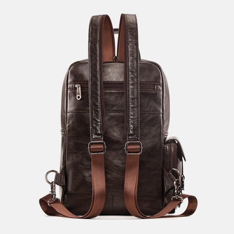 Menn Ekte Skinn Multifunksjon Multi-Carry Utendørs Reise Kuskinn Crossbody Bag Ryggsekk