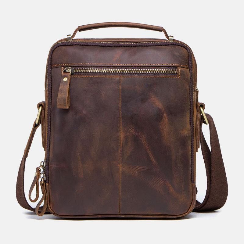 Menn Ekte Skinn Multifunksjon Multi-Lomme Vintage Kofferter Messenger Bag Crossbody Bag Håndveske