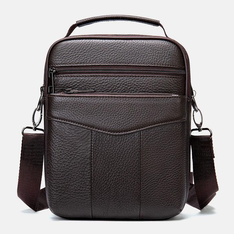 Menn Ekte Skinn Retro Business Vertikal Håndveske Crossbody Bag