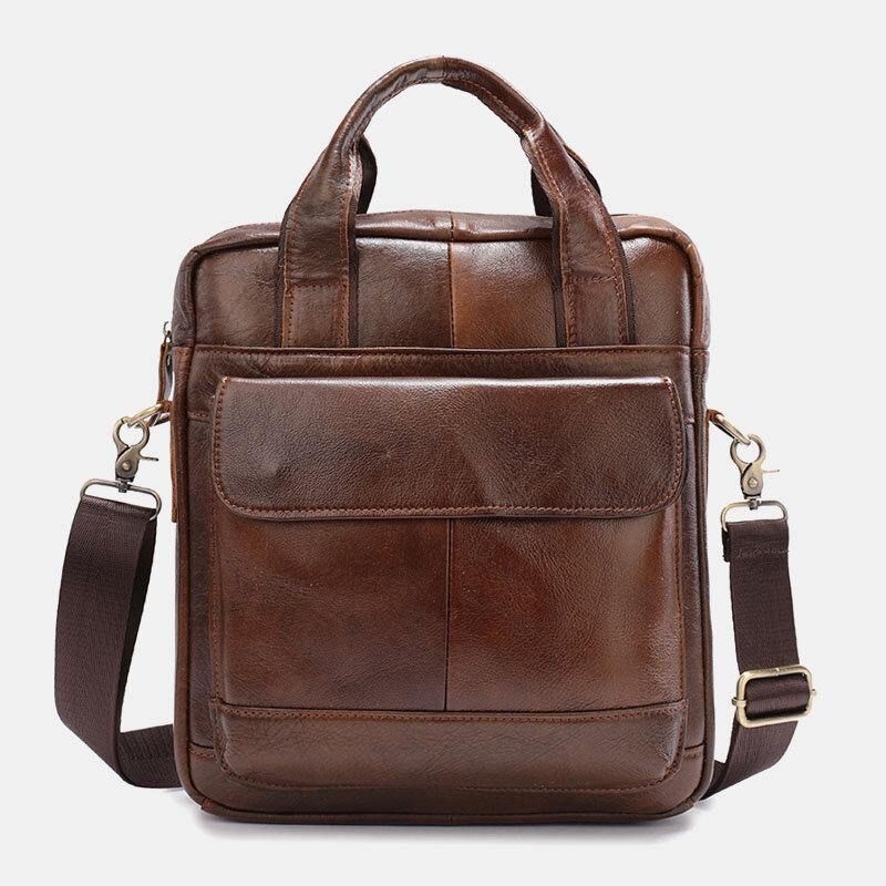 Menn Ekte Skinn Stor Kapasitet Anti-Tyveri Vintage 6.5 Tommers Telefonveske Messenger Koffert Skulderveske Crossbody Bag Håndveske