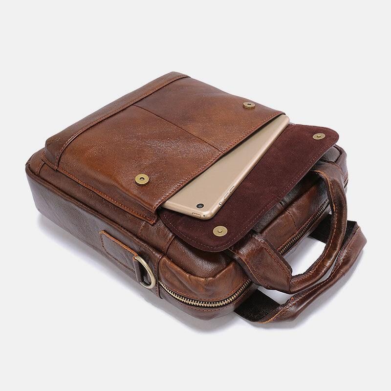 Menn Ekte Skinn Stor Kapasitet Anti-Tyveri Vintage 6.5 Tommers Telefonveske Messenger Koffert Skulderveske Crossbody Bag Håndveske