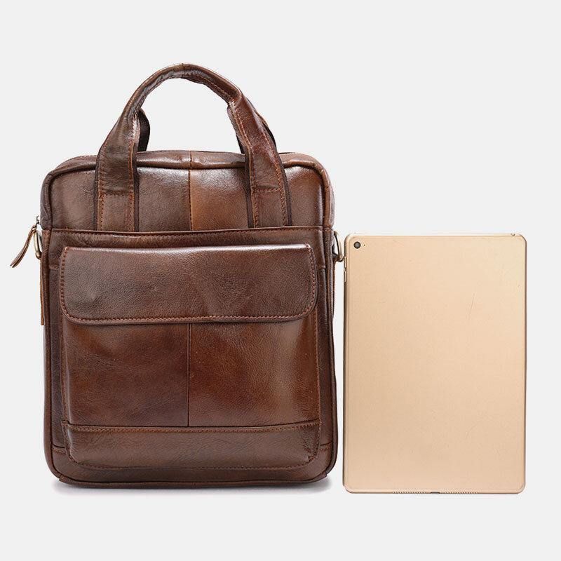 Menn Ekte Skinn Stor Kapasitet Anti-Tyveri Vintage 6.5 Tommers Telefonveske Messenger Koffert Skulderveske Crossbody Bag Håndveske