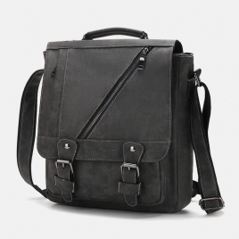 Menn Faux Leather Retro Stor Kapasitet Multi-Bære Veske Crossbody Bag