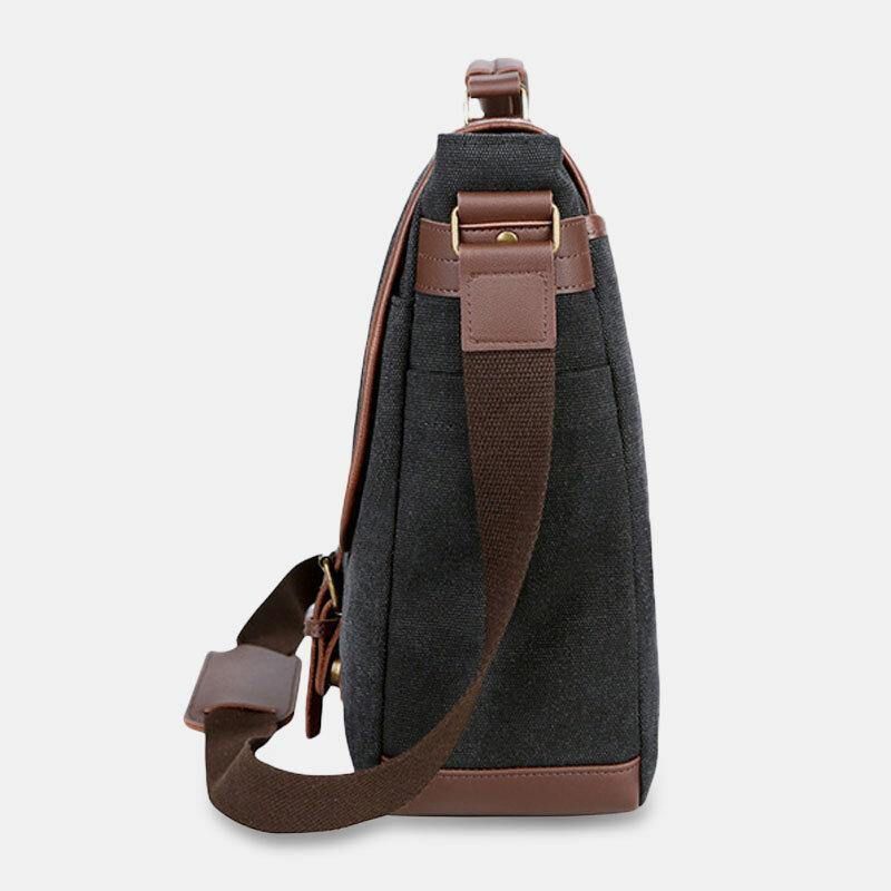 Menn Lerret Multi-Lomme Slitasjebestandig Vintage Business Messenger Bag Laptop Bag Crossbody Bag Håndveske