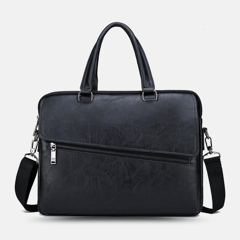 Menn Pu Leather Multifunksjon Anti-Theft Vintage Business Messenger Bag Crossbody Bag Håndveske Skulderveske