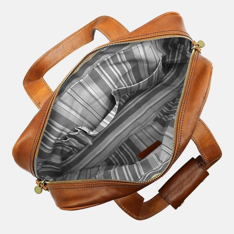 Menn Pu-Skinn 14-Tommers Bærbar Veske Med Flere Lommer Messenger Bag Reise Crossbody Bag Håndveske