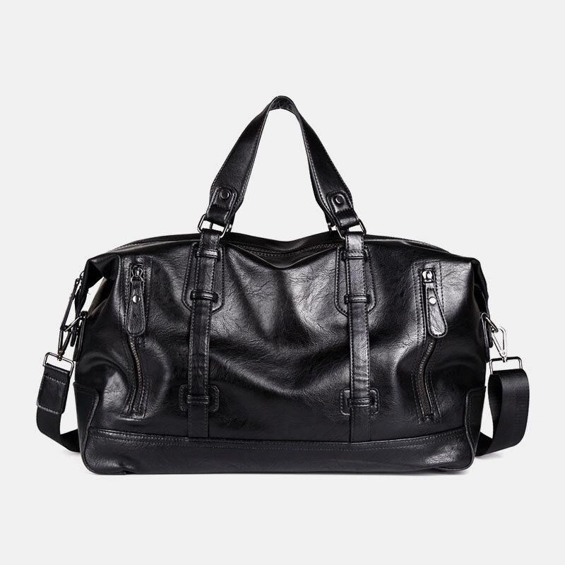 Menn Pu-Skinn Bærbar Business Messenger Bag Med Stor Kapasitet Håndveske Skulderveske Crossbody Bag Duffelveske