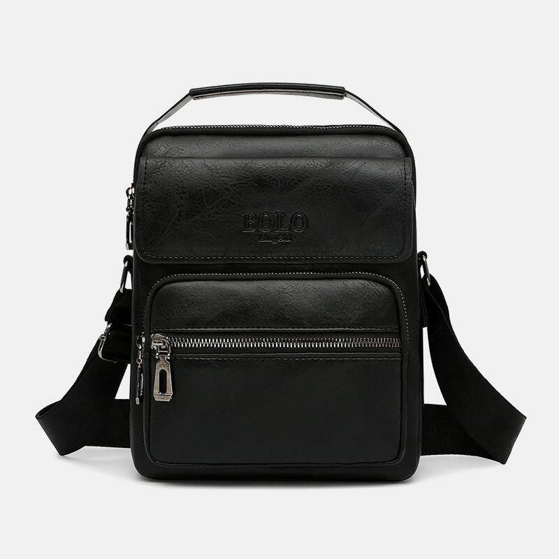 Menn Pu-Skinn Multi-Lomme Anti-Tyveri Messenger Bag Crossbody Vesker Skulderveske Håndveske Koffert