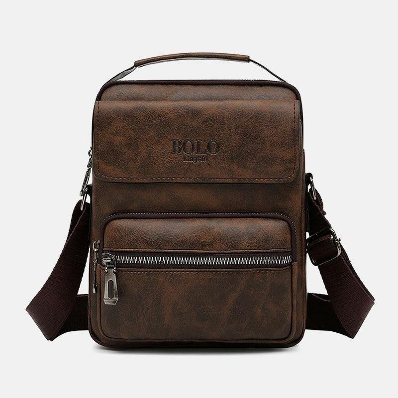 Menn Pu-Skinn Multi-Lomme Anti-Tyveri Messenger Bag Crossbody Vesker Skulderveske Håndveske Koffert