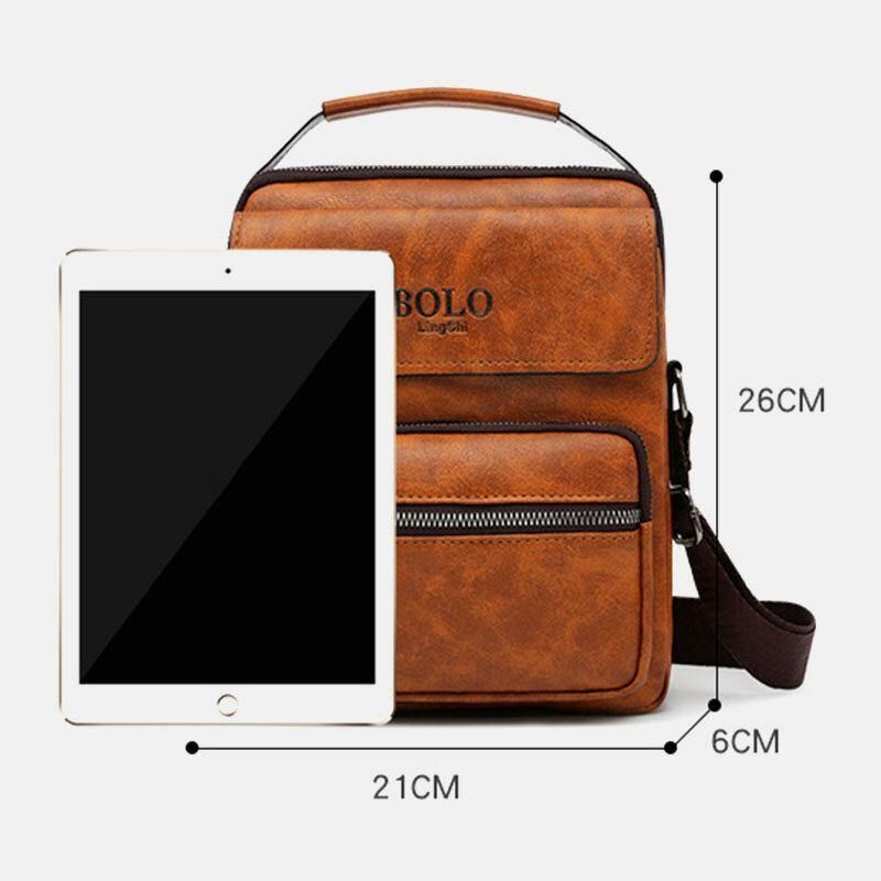 Menn Pu-Skinn Multi-Lomme Anti-Tyveri Messenger Bag Crossbody Vesker Skulderveske Håndveske Koffert